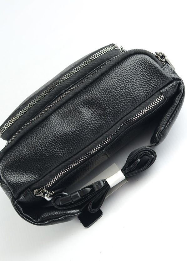 Шкіряна чорна нагрудна сумка бананка через плече, молодіжна поясна модна сумочка зі шкіри No Brand (267229422)