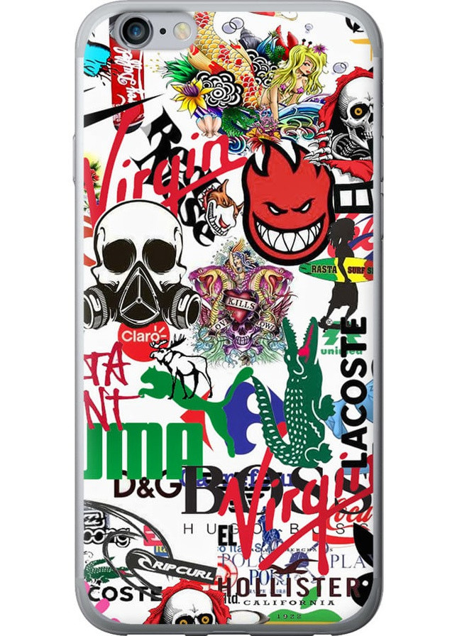 Силіконовий протиударний с посиленими кутами чохол 'Many different logos' для Endorphone Apple iPhone 6 Plus (258483946)