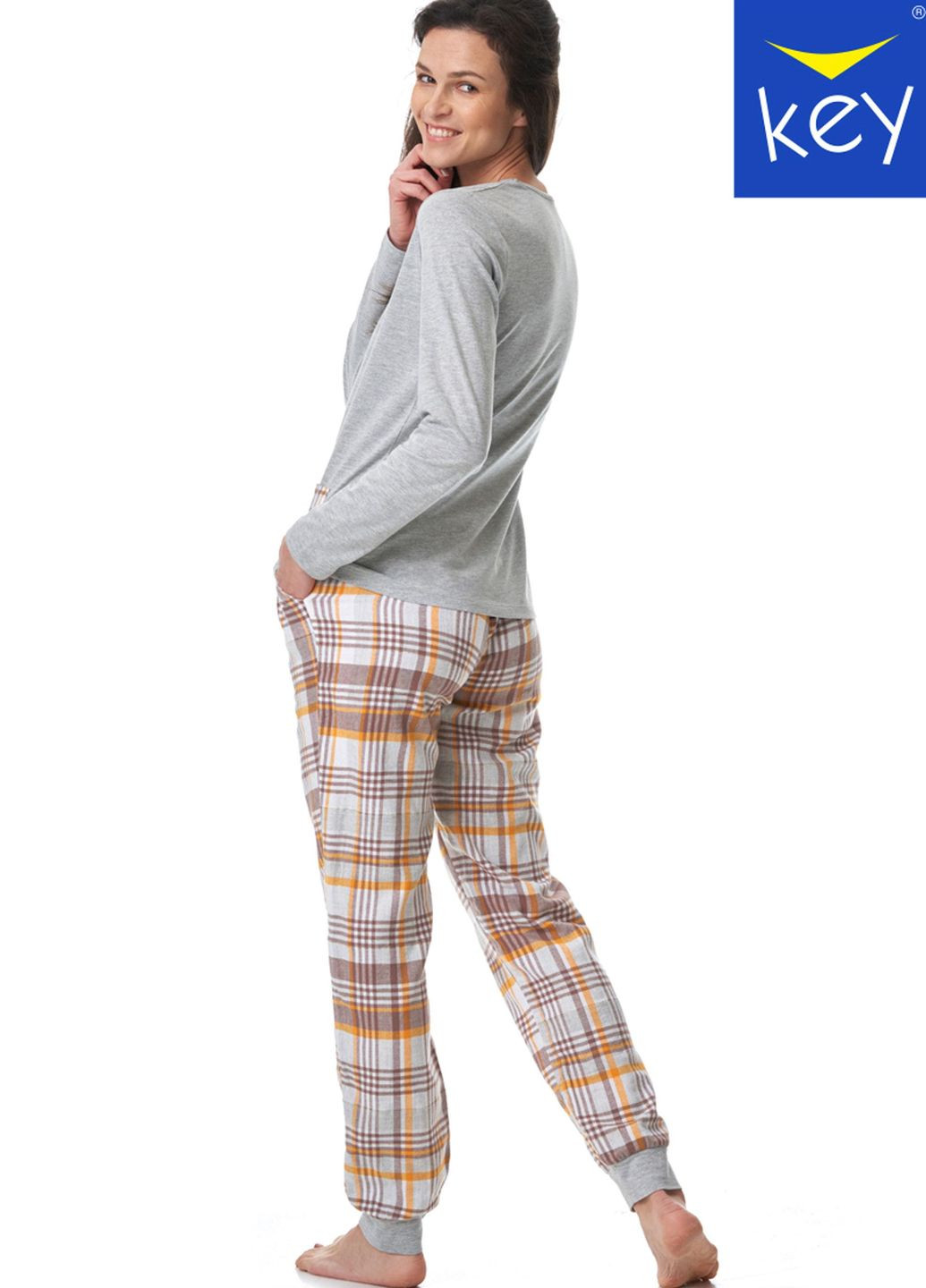 Комбинированная пижама женская lns 458 b23 лонгслив + брюки Key