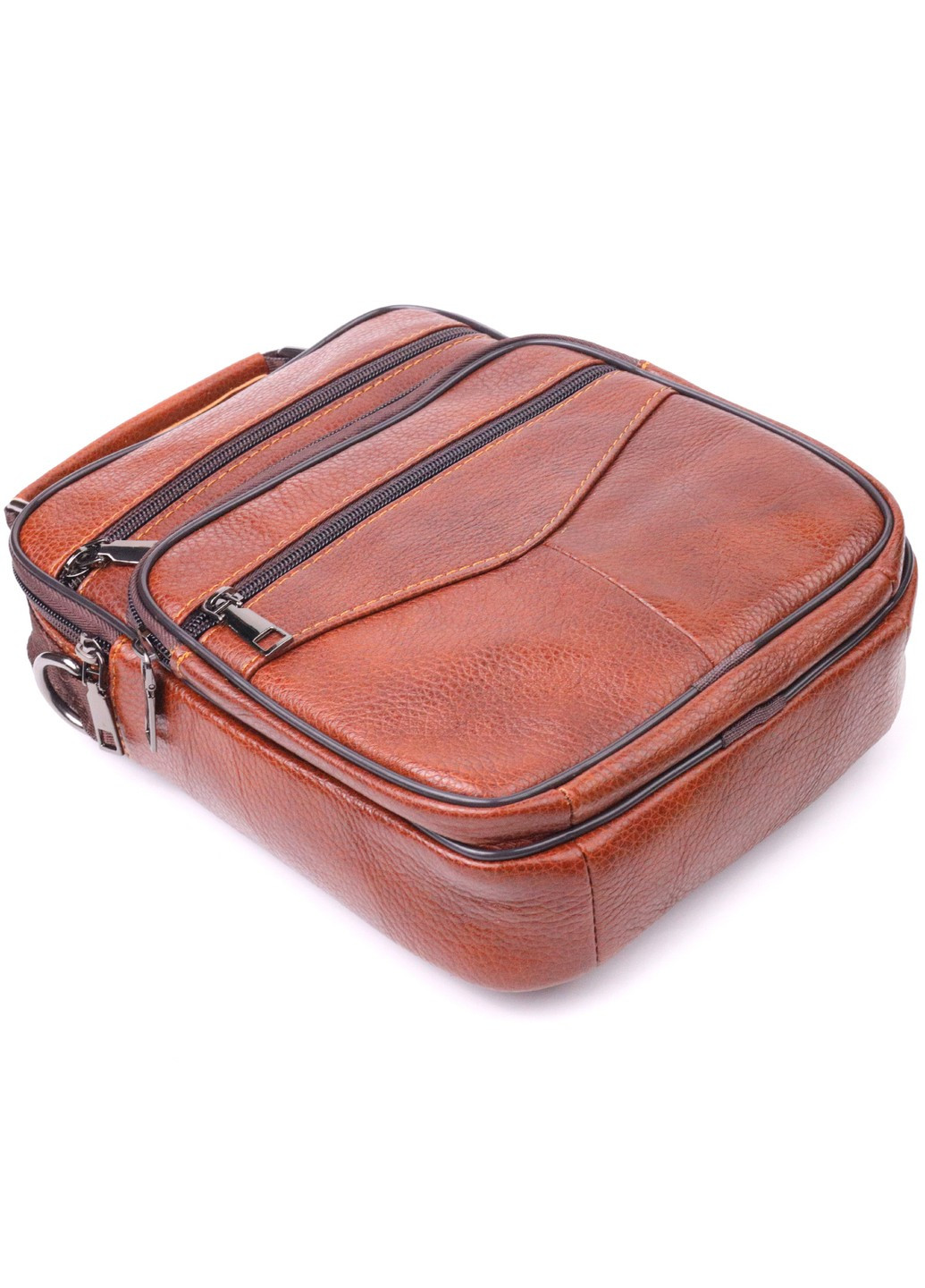 Отличная мужская сумка с ручкой кожаная 21277 Рыжая Vintage (258267924)