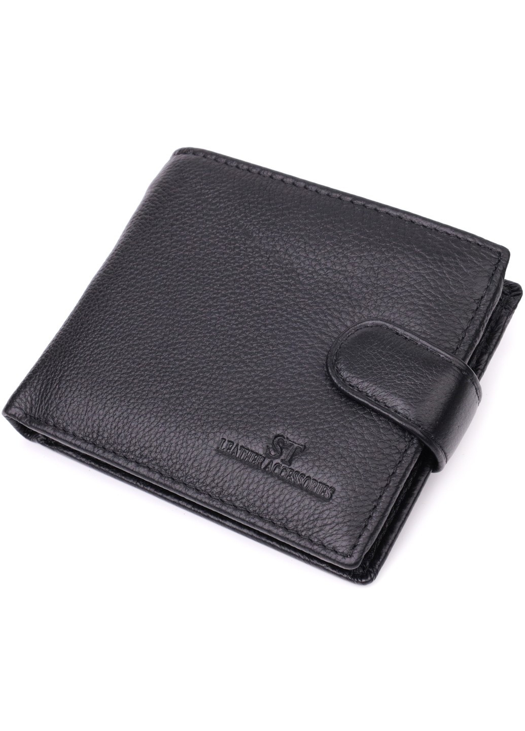 Горизонтальне портмоне для чоловіків із натуральної шкіри 22459 Чорний st leather (278001122)