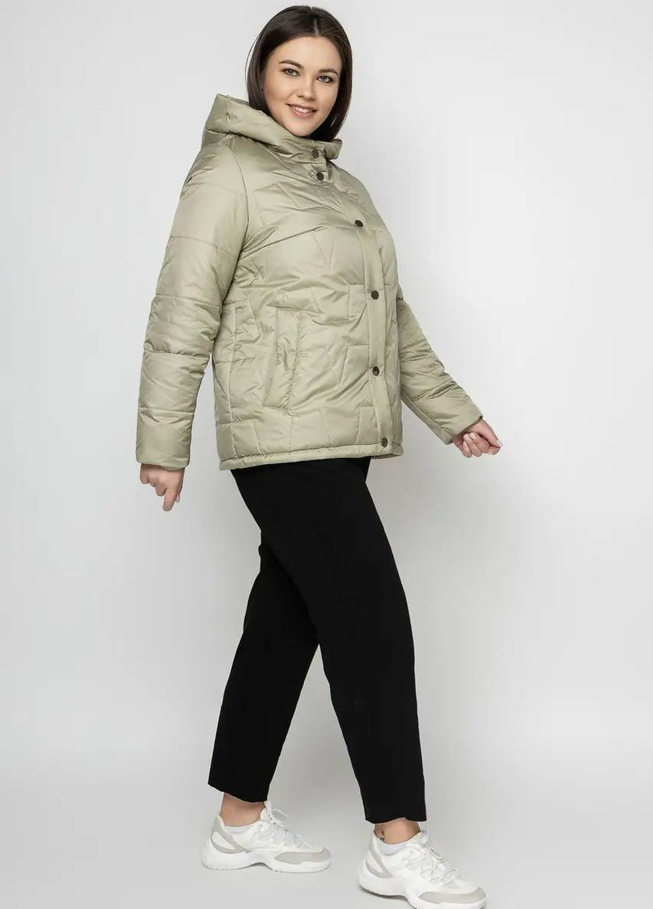Оливковая демисезонная осенняя женская куртка большого размера SK