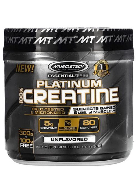 Essential Series Platinum 100 % Creatine 400 g /80 servings/ Unflavored Muscletech (258661524)