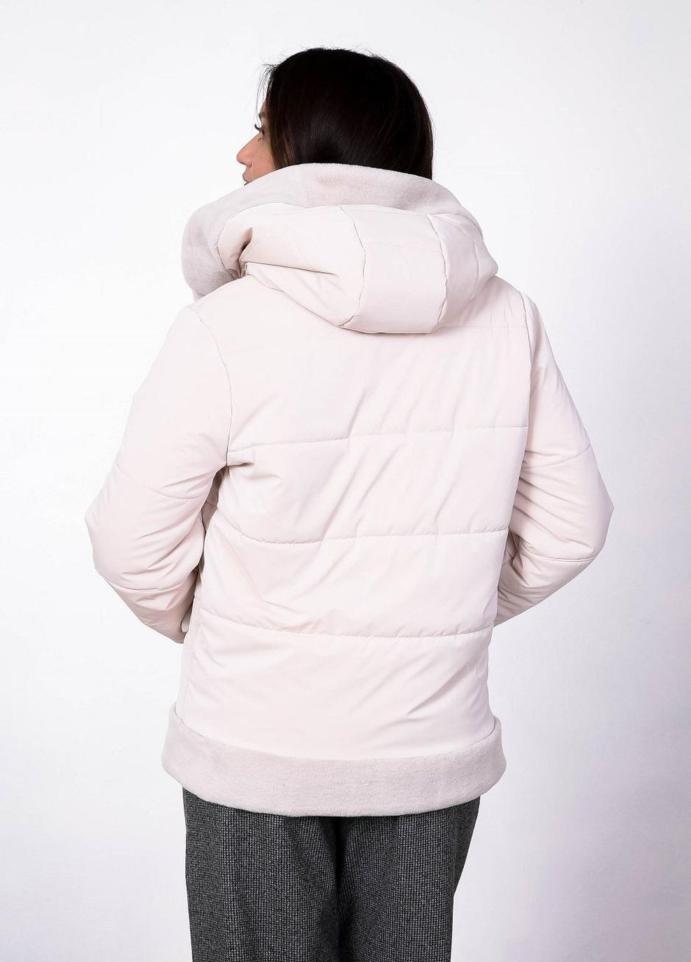 Молочная куртка теплая женская 047 плащевка inka молочная Актуаль