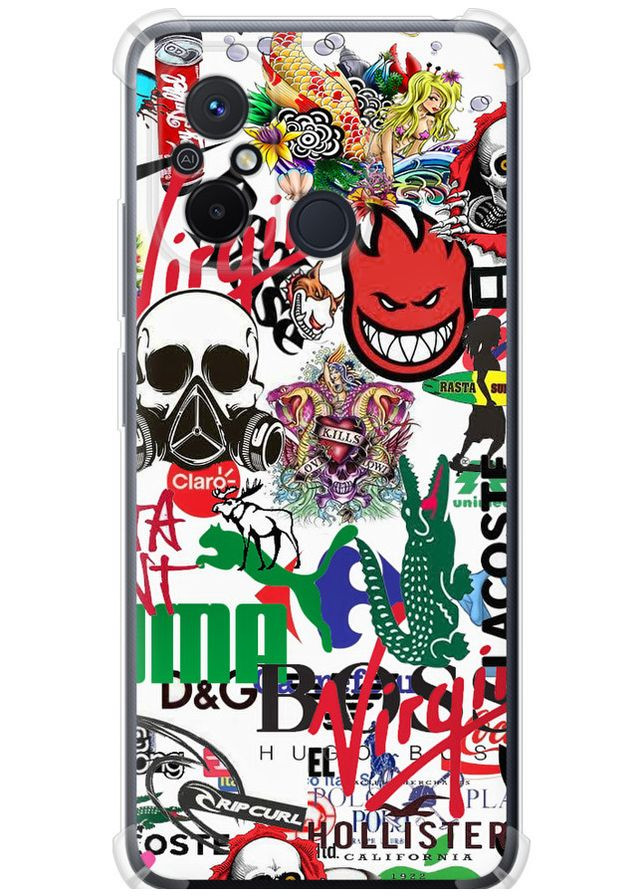 Силикон с усиленными углами чехол 'Many different logos' для Endorphone Xiaomi Redmi 12C (273410231)