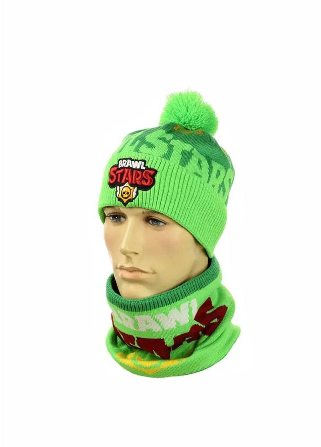 Детский зимний комплект шапка с помпоном + снуд Бравл Старс / Brawl Stars No Brand дитячій комплект шапка + снуд (277167377)