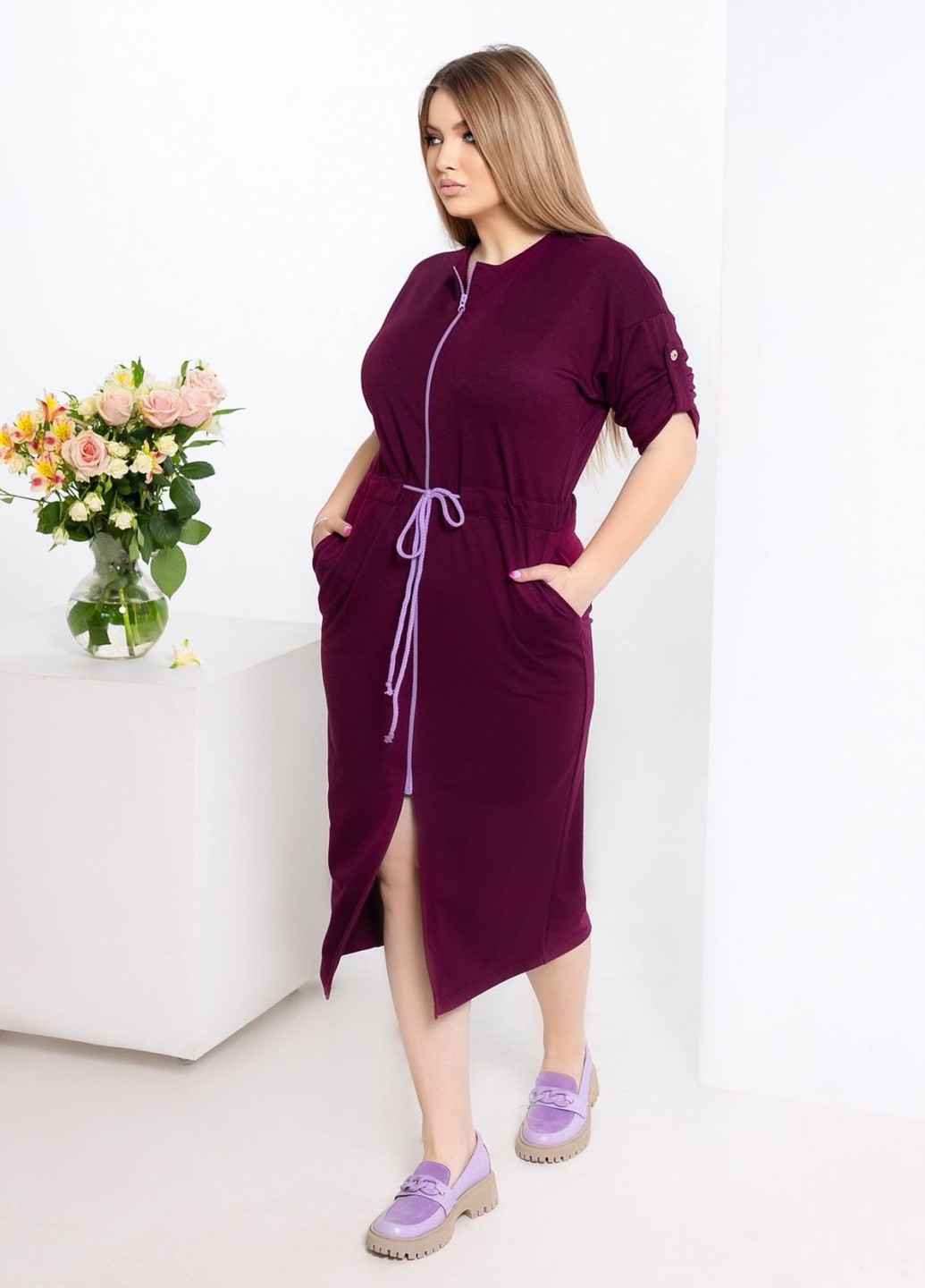 Бордова женское платье на кулиске и застегивается на молнию цвет марсала 362682 New Trend
