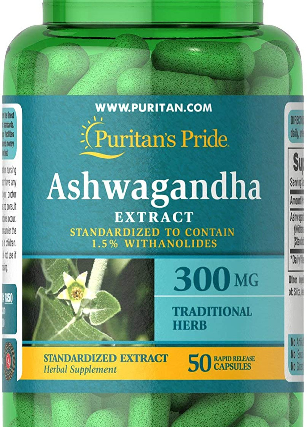 Puritan's Pride Ashwagandha Standardized Extract 300 mg 50 Caps Puritans Pride (257342626)