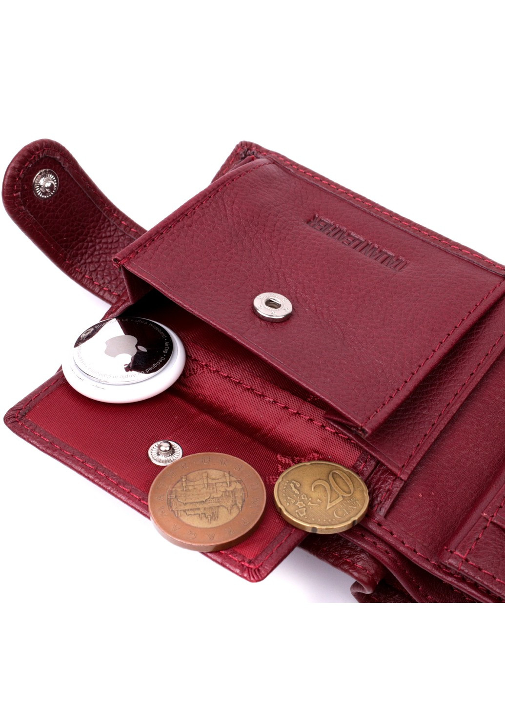 Стильне жіноче портмоне з блоком для карт з натуральної шкіри 19472 Бордовий st leather (277980590)
