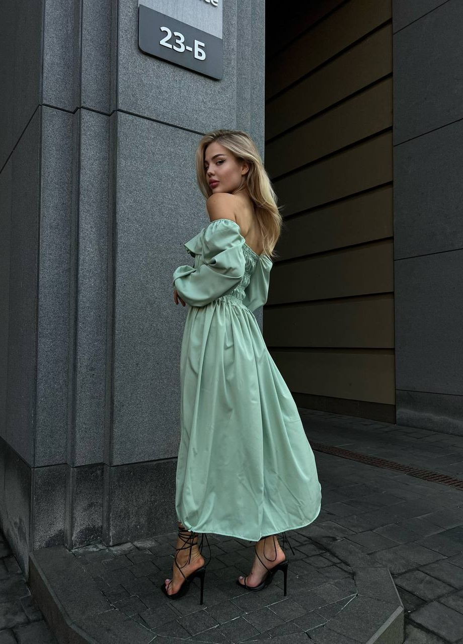 Оливковое кэжуал, вечернее женское платье софт No Brand