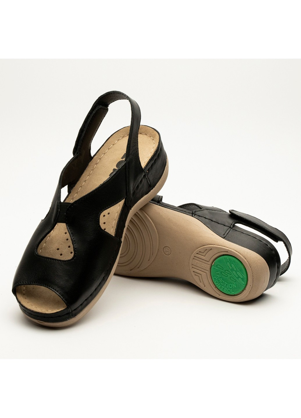 сандалии женские кожаные violet, черные Leon