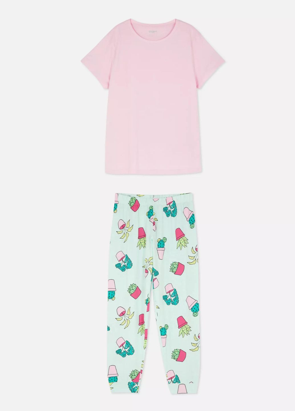 Комбінована всесезон жіноча піжама. яскравий принт футболка + штани Primark