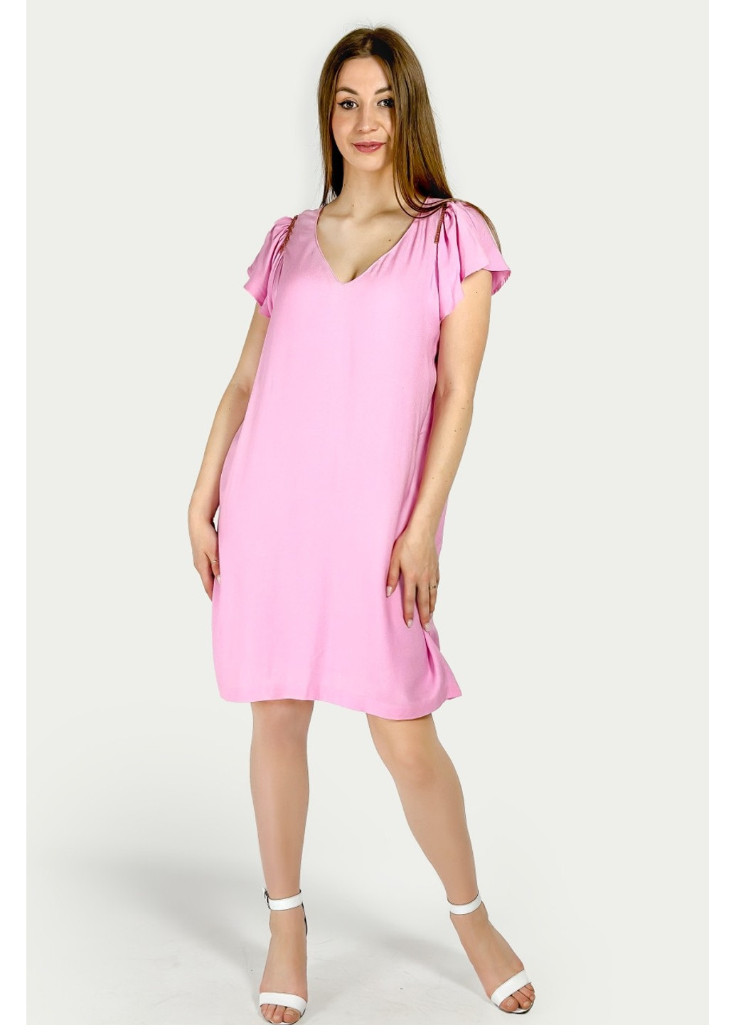 Рожева повсякденний сукня l1112/055/636 футляр Zara однотонна