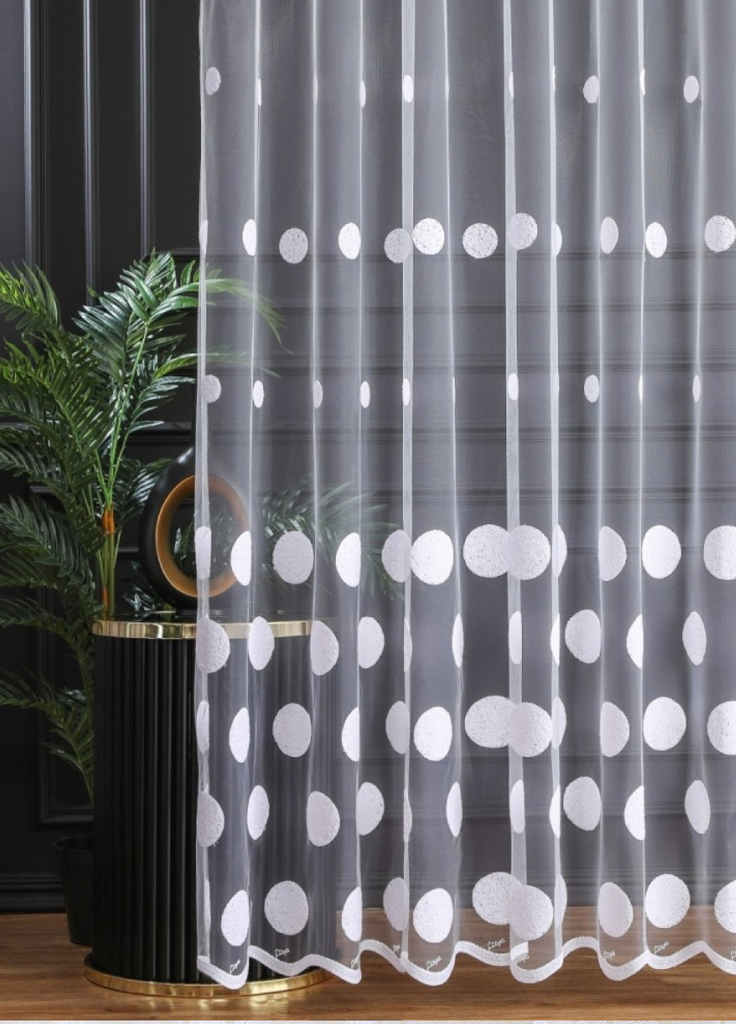 Готовый тюль фатин в шариках, белый, на тесьме, ширина 300 см, высота 260 см No Brand (258655913)