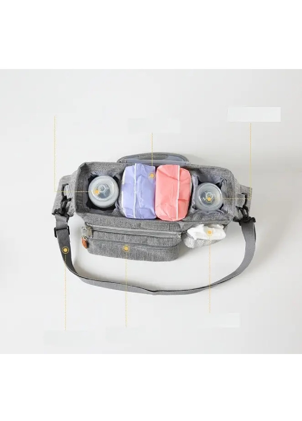Органайзер сумка на ручку дитячого візка компактний універсальний портативний поліестер 16х31х10 см (475100-Prob) Unbranded (261562196)