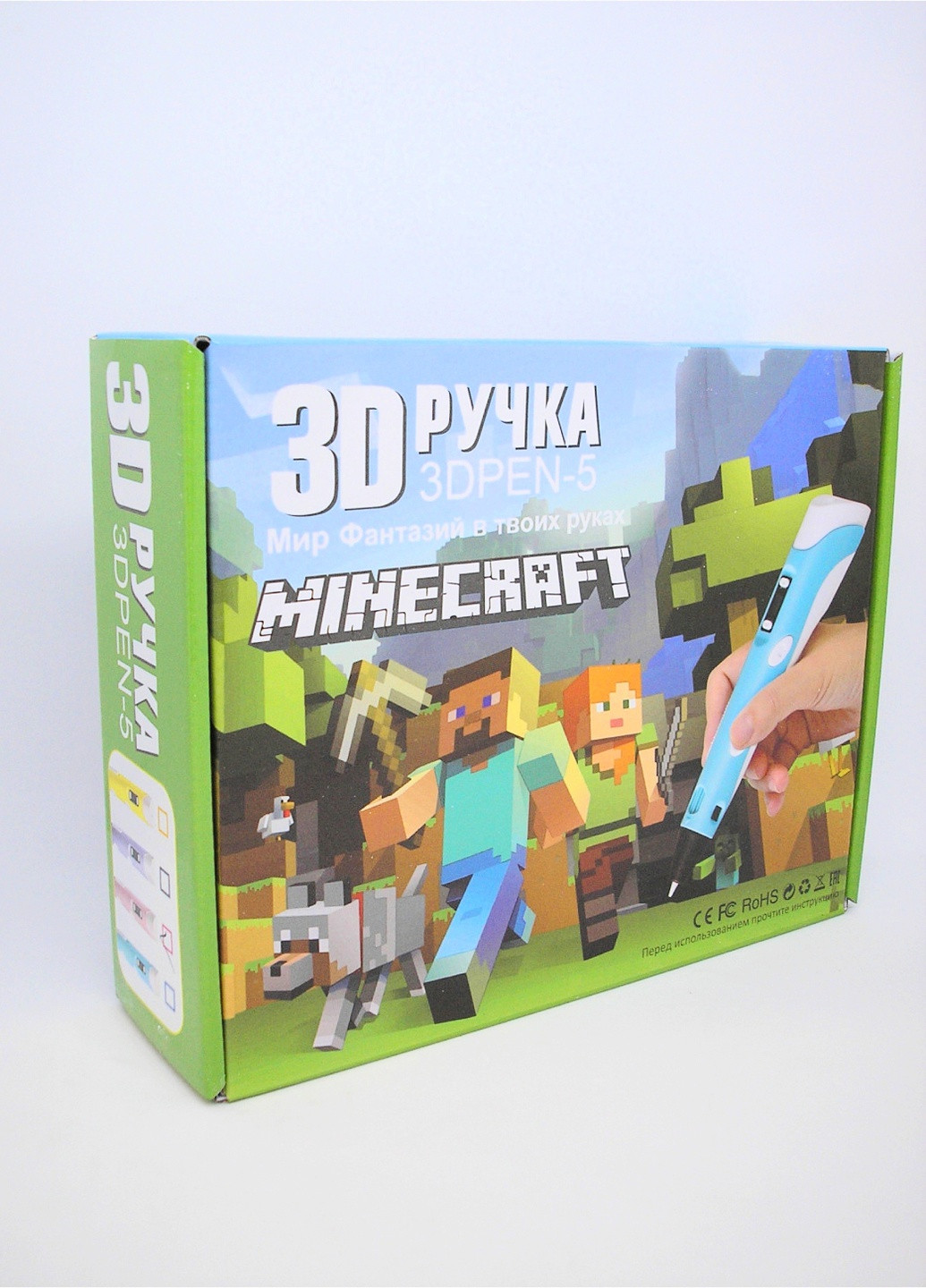 3D ручка розовая для детей с трафаретами дисплеем майнкрафт Minecraft 3Д рисование пластиком No Brand (259505005)