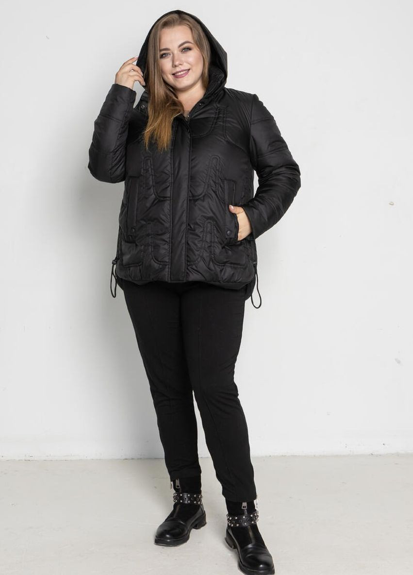 Чорна коротка зимова жіноча куртка з капюшоном DIMODA Жіноча зимова куртка з капюшоном
