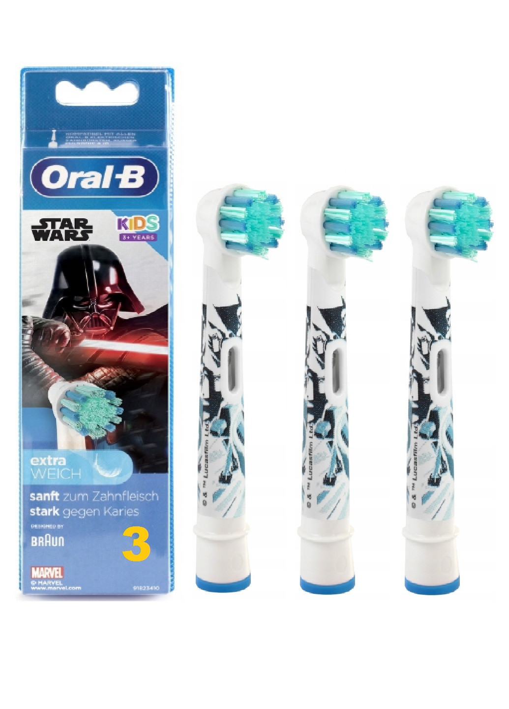 Насадки для електричної зубної щітки, 3 шт. Braun oral-b star wars kids (257895820)