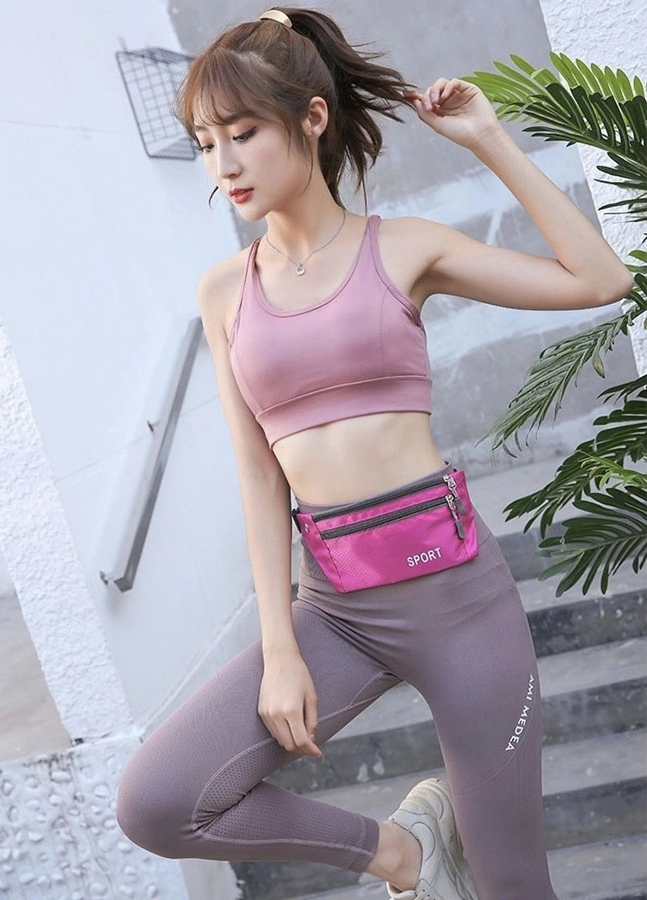 Поясная спортивная бананка маленькая сумка для бега розовая No Brand (277943070)