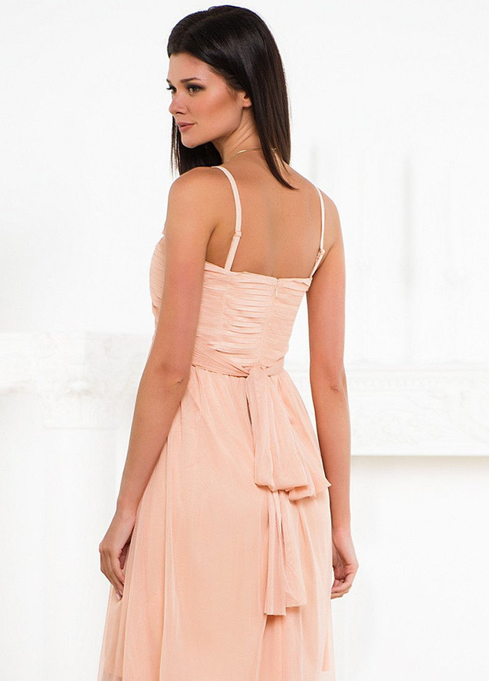 Персикова коктейльна сукня жіноча персикове в стилі армпір Let's Shop однотонна
