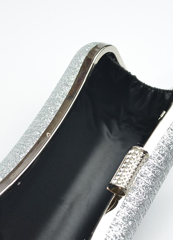 Серебристый маленький вечерний клатч бокс на цепочке, парадная выпускная мини сумочка клатч на плечо No Brand (266623579)