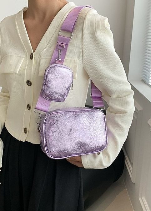 Жіноча класична сумка 9137 крос-боді через плече лілова фіолетова No Brand (276253782)