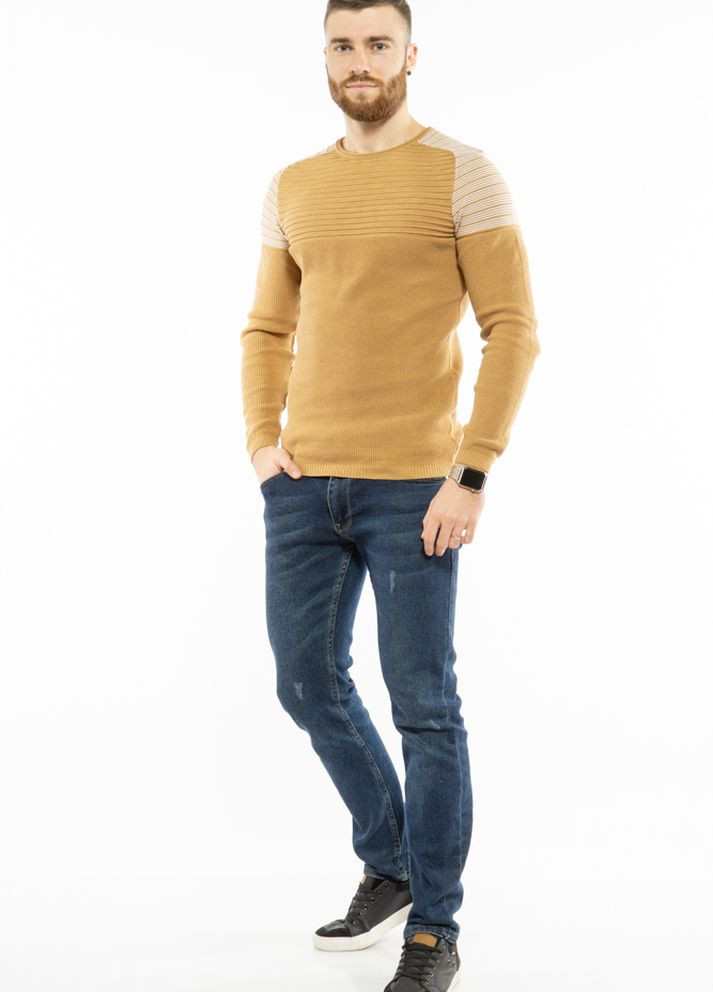 Бежевый зимний стильный мужской свитер (бежевый) Time of Style