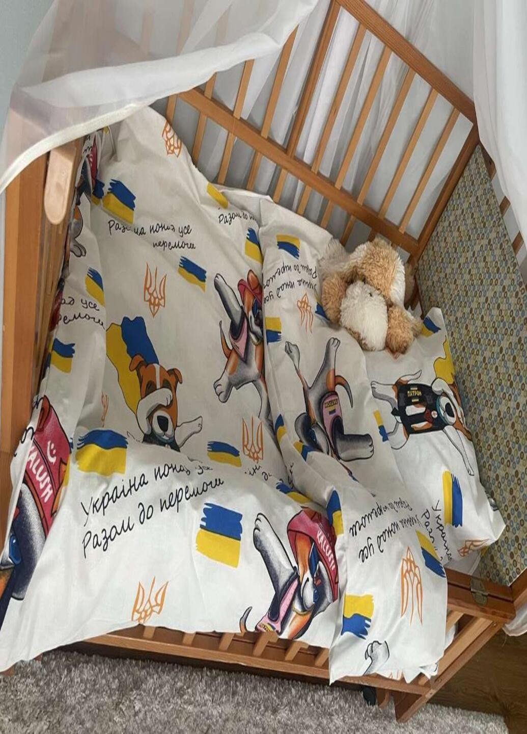 Комплект постельного белья бязь для детской кроватки Пес Патрон 140х110 белый No Brand (267328874)