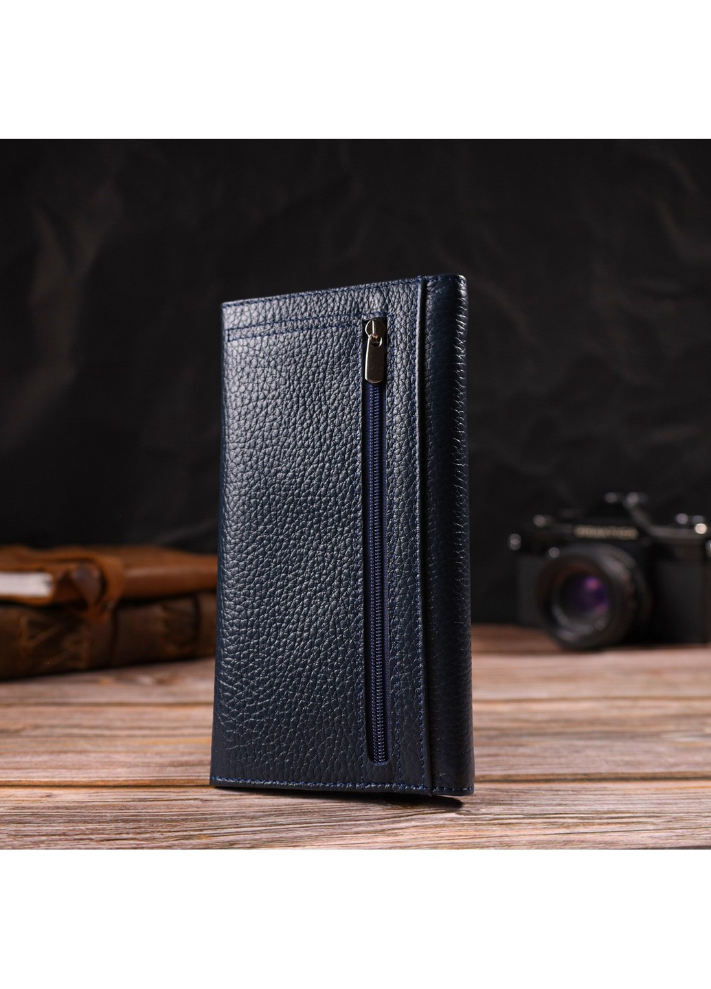 Зручне жіноче портмоне з натуральної шкіри флотар 21702 Синє Canpellini (259873994)