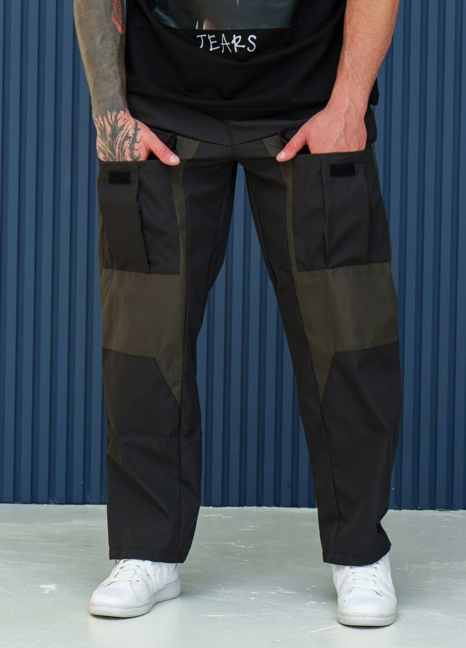 Черные спортивные демисезонные карго брюки Vakko