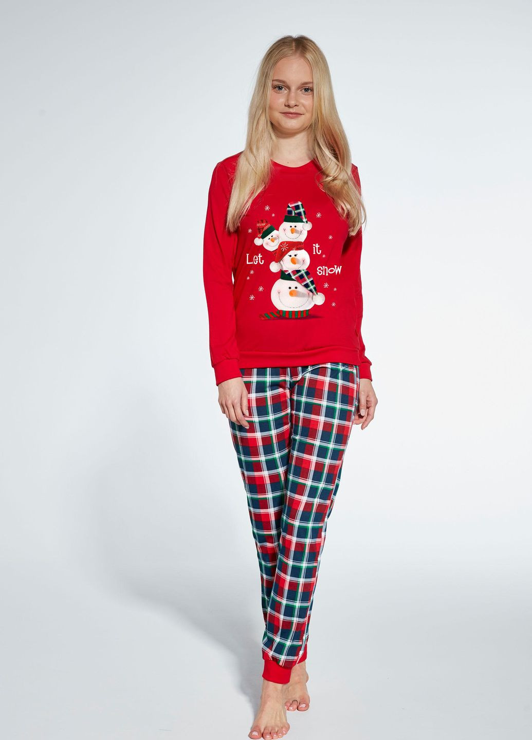 Комбінована піжама для дівчат підлітків 172 snowman 2 592-23 свитшот + брюки Cornette