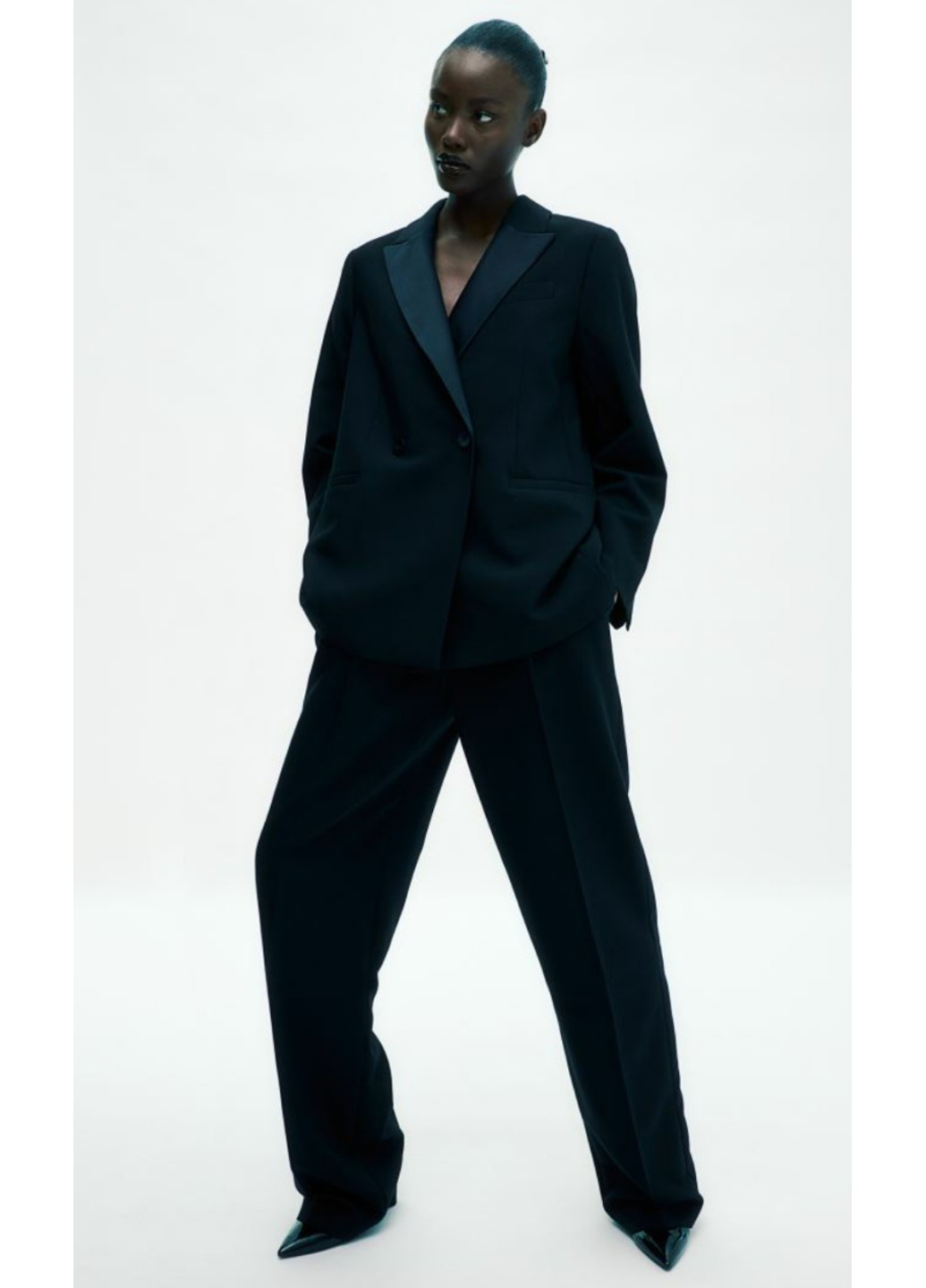 Жіночі брюки смокінг Н&М (56513) XS Чорні H&M (271662176)