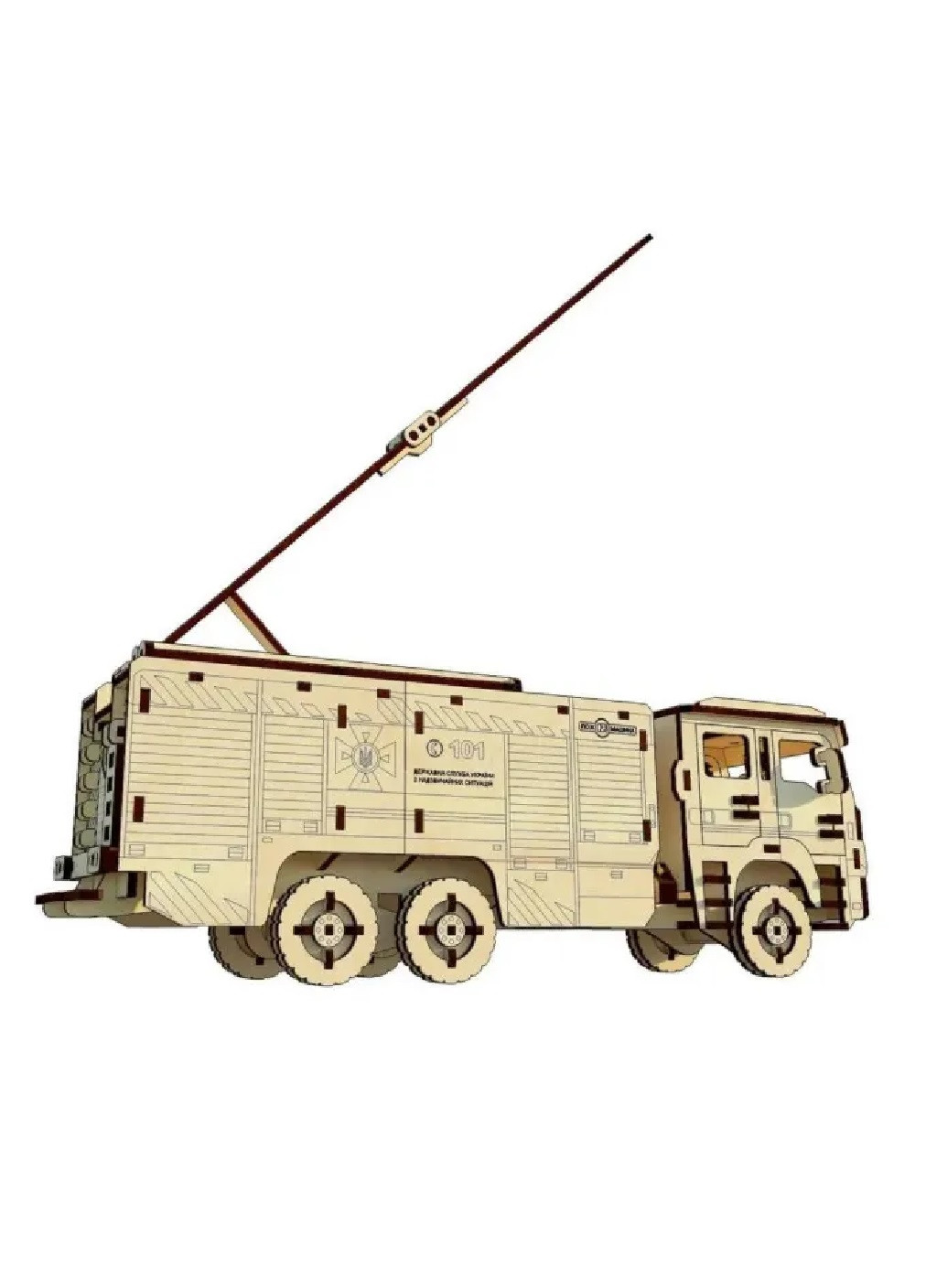 Дерев'яний конструктор рухомий пазли без клею 206 деталей для дітей з інструкцією 43Х12Х15 см (474342-Prob) Пожежна машина Unbranded (258188202)