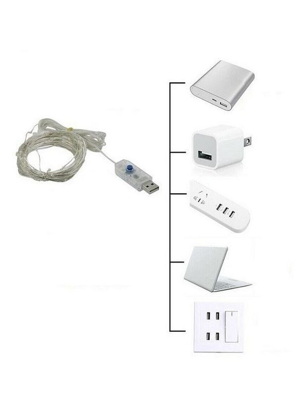 Світлодіодна гірлянда нитка на 100 "Краплі роси" 10 м з USB підключенням та пультом ДУ Білий Led (262805846)