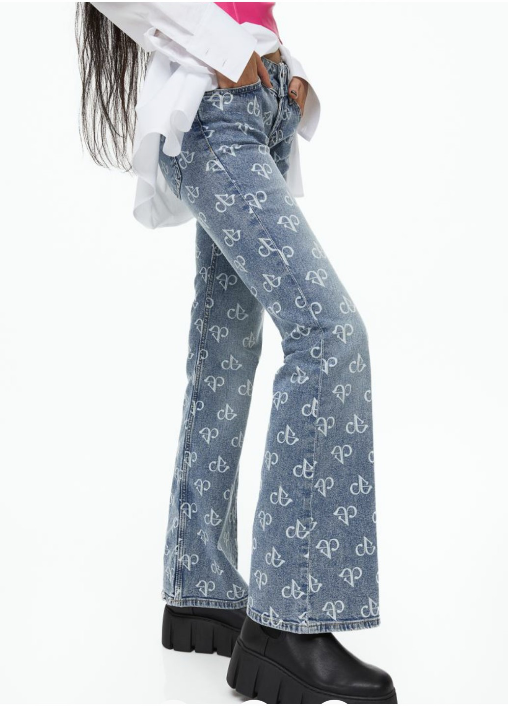 Жіночі джинси кльош з принтом H&М (10040) 32 Сині H&M - (258744248)