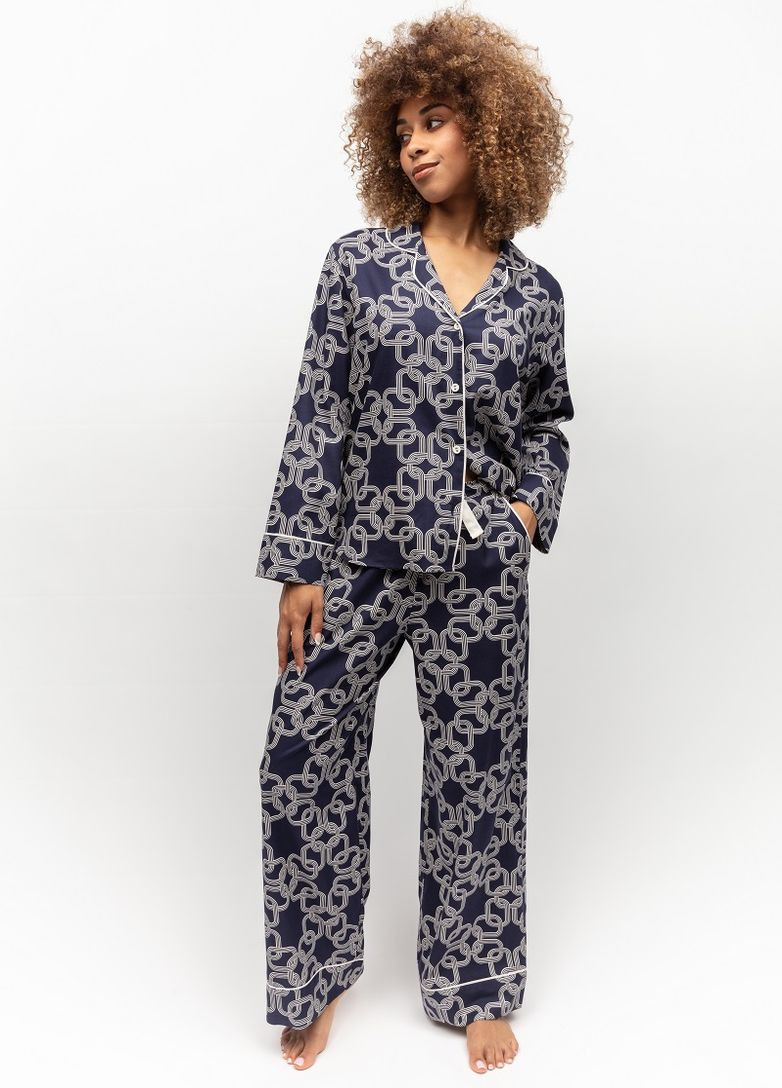 Синя всесезон піжама жіноча 0075/0076 кофта + брюки Cyberjammies Avery