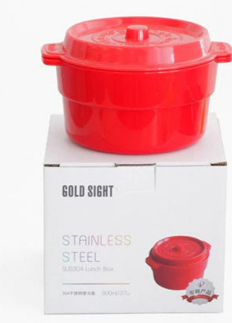 Овальный ланч-бокс Горшочек с металлической основой, 800 мл Красный More (257975565)