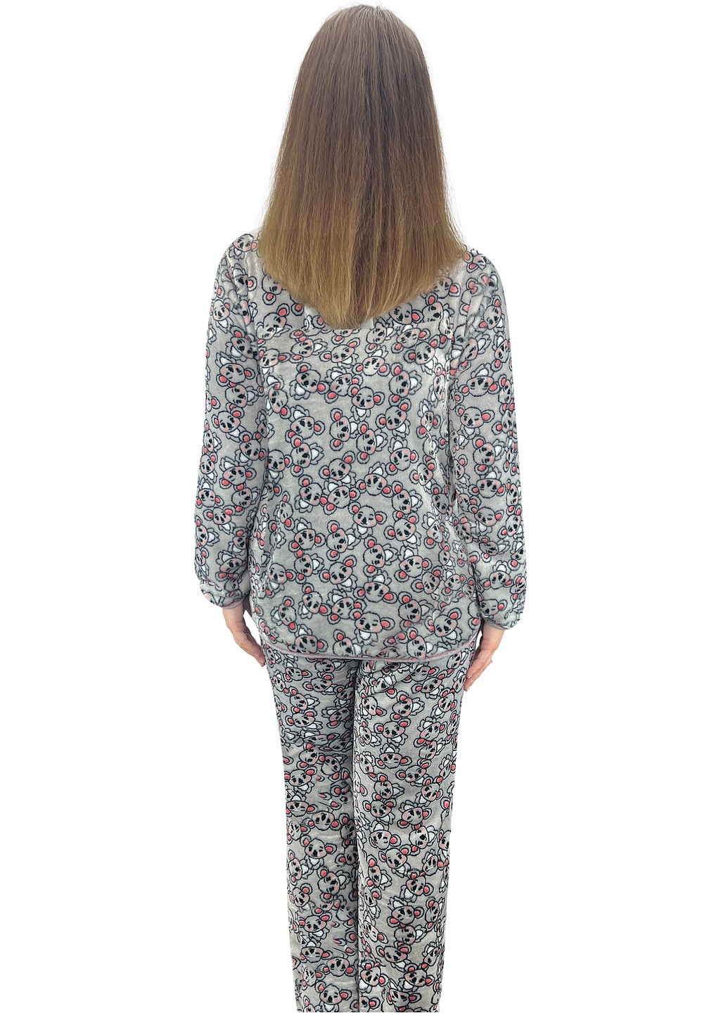 Серая всесезон пижама женская махровая коала кофта + брюки Жемчужина стилей 1412