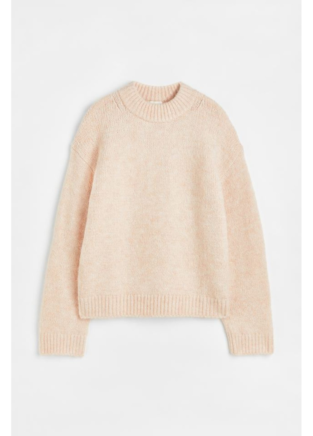 Светло-бежевый зимний женский вязаный свитер оверсайз н&м (10130) xs светло-бежевый H&M
