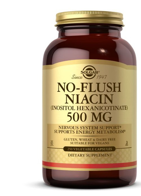 No-Flush Niacin (Vitamin B3) (Inositol Hexanicotinate) 500 mg 250 Veg Caps Solgar (256721505)