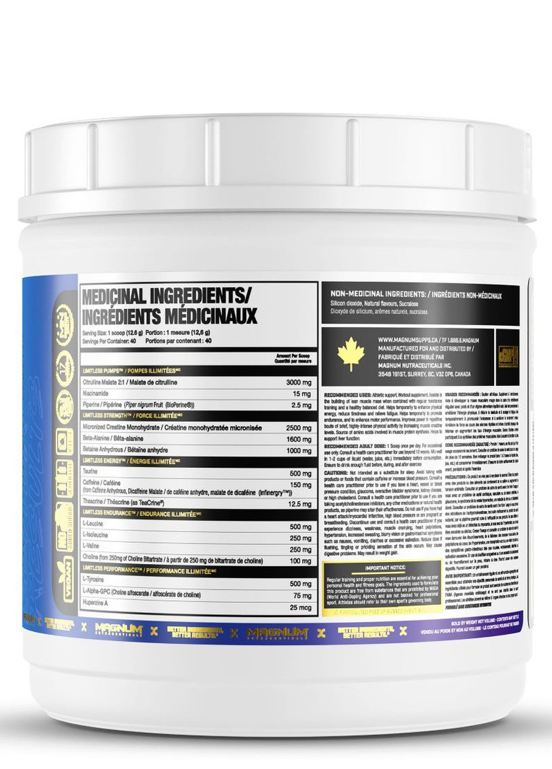 Limitless 504 g /40 servings/ Electric Blue Razz Magnum Nutraceuticals (256724766)