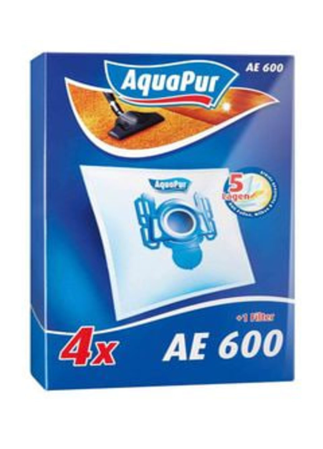 Набор мешков для пылесоса AE 600 (4 шт.) + 1 фильтр 23 х 16 х 7 см Aquapur (263276527)