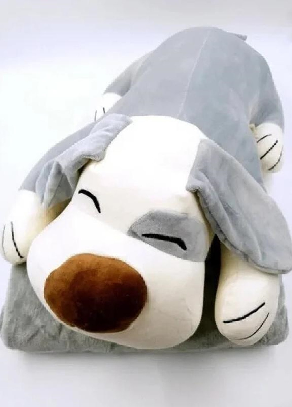 Дитяча м'яка іграшка плед подушка трансформер 3 в 1 (473839-Prob) Собачка сірий Unbranded (256638968)