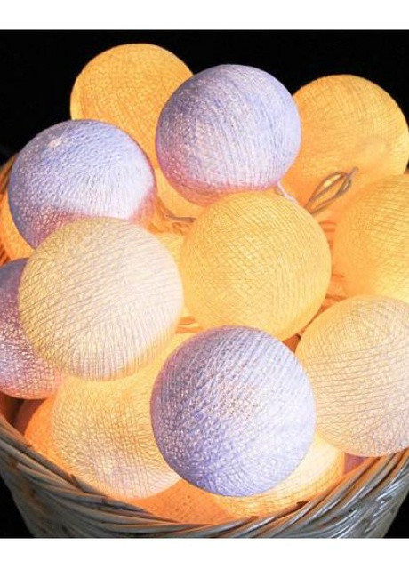 Гирлянда из ниточных шариков CBL Purple Yellow 20 шт от батареек, 2.5 м Cotton Ball Lights (257960398)