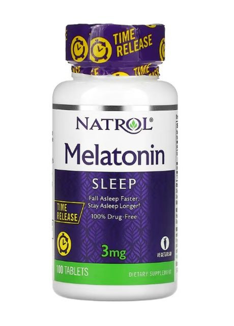 , Мелатонин, медленное высвобождение, 3 мг, 100 таблеток Natrol (278052440)