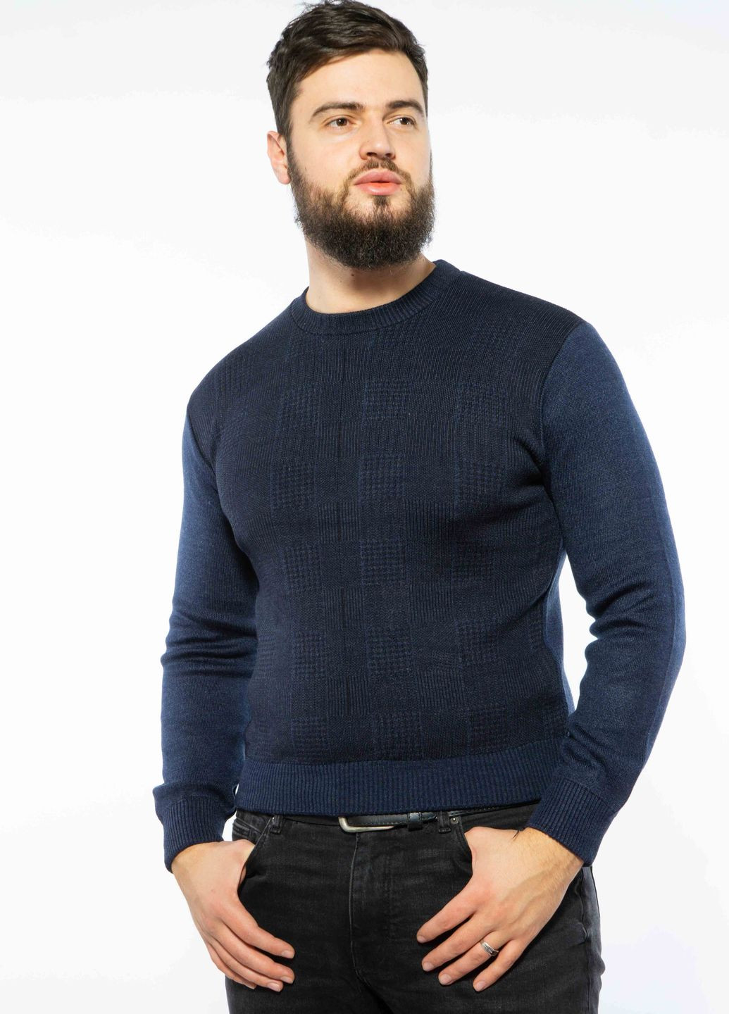 Прозрачный зимний пуловер в мелкий принт (чернильный) Time of Style