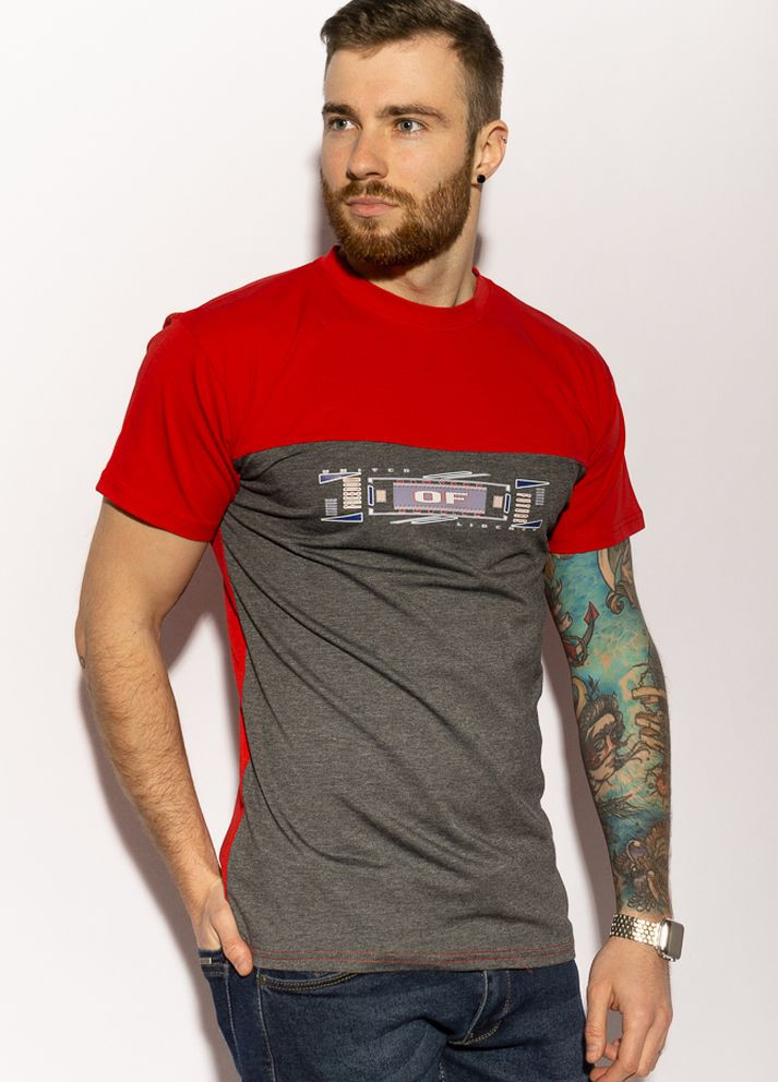 Бесцветная футболка мужская (красно-серый) Time of Style