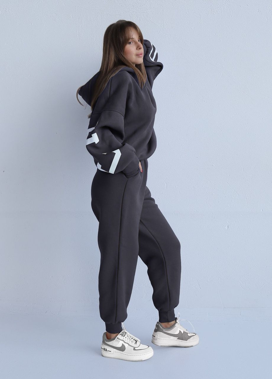 Теплый женский спортивный костюм на флисе Оверсайз 2.0 Серый Chicago 2311 (268561893)