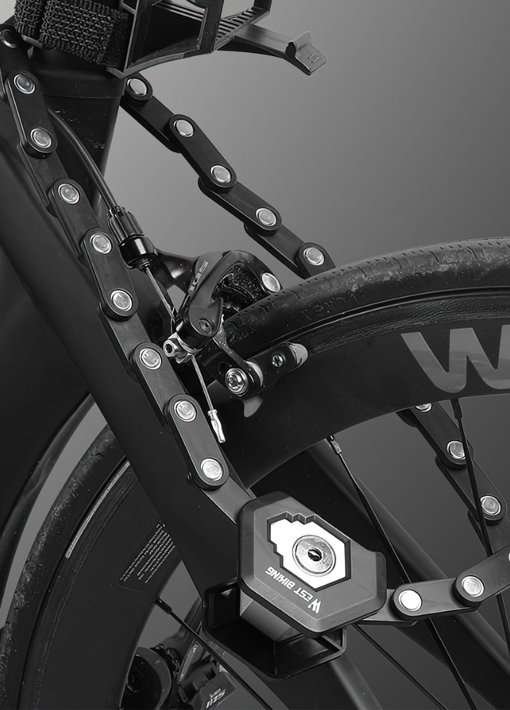 Велозамок сегментный с защитой от взлома YP0705045 8717 WEST BIKING Черный 64944 DobraMAMA (258120460)