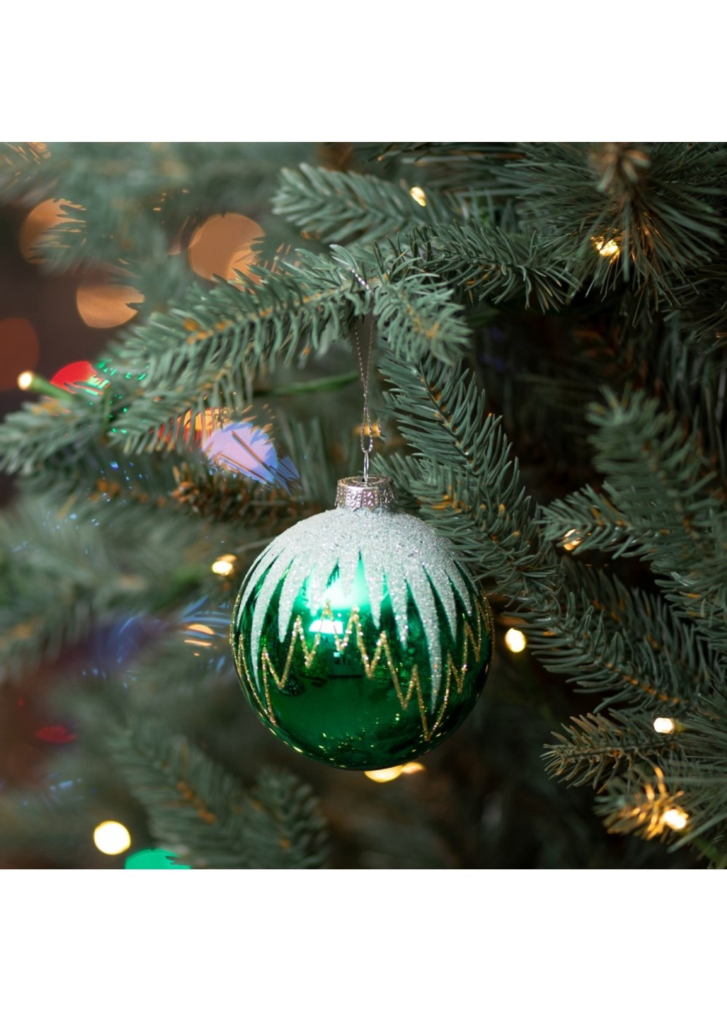 Шар новогодний Yes! Fun d-8 см, зеленый орнамент 973844 Novogod'ko (269692800)